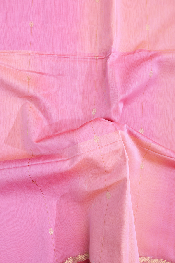 Maheswari Silk Cotton Saree In Pink With Floral Buttas