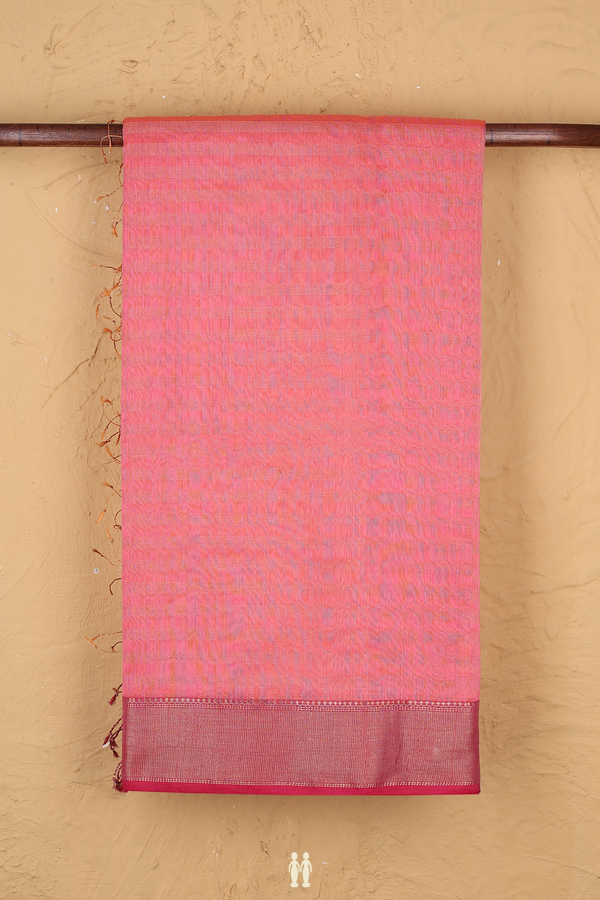 Maheswari Silk Cotton Saree In Pink With Stripes Design
