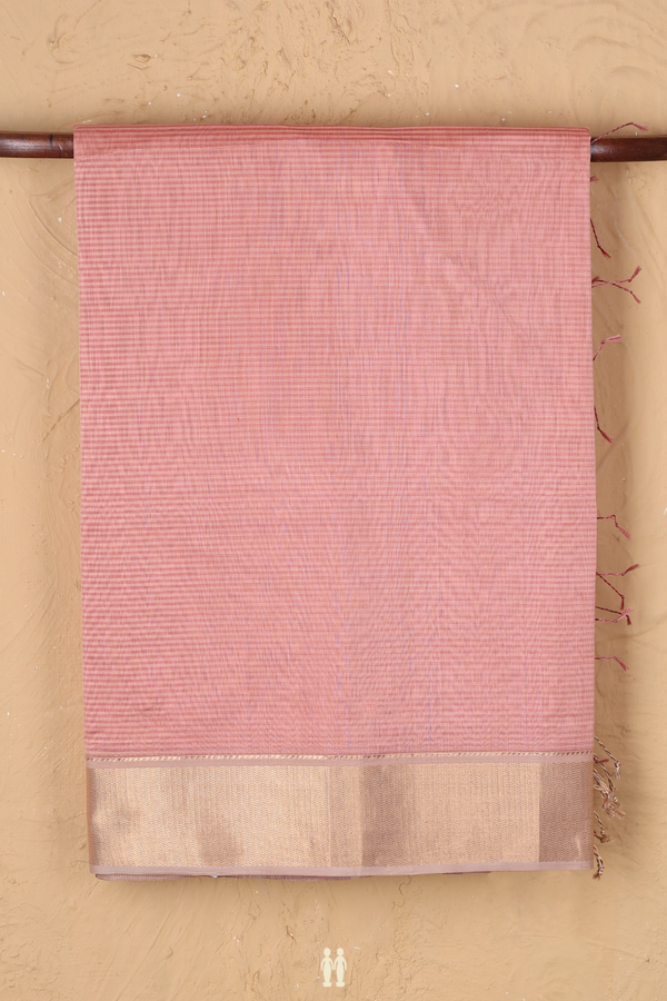 Maheswari Silk Cotton Saree In Pink With Stripes Design