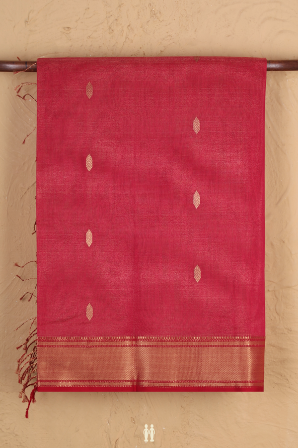 Maheswari Silk Cotton Saree In Pink With Stripes Design