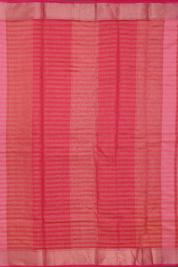Maheswari Silk Cotton Saree In Pink With Stripes Design