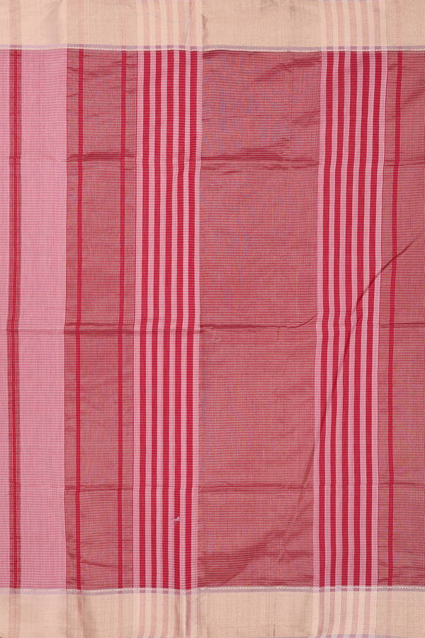 Maheswari Silk Cotton Saree In Pink With Stripes Design