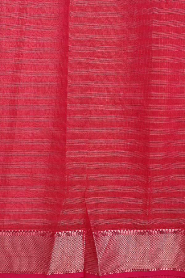 Maheswari Silk Cotton Saree In Pink With Stripes Design