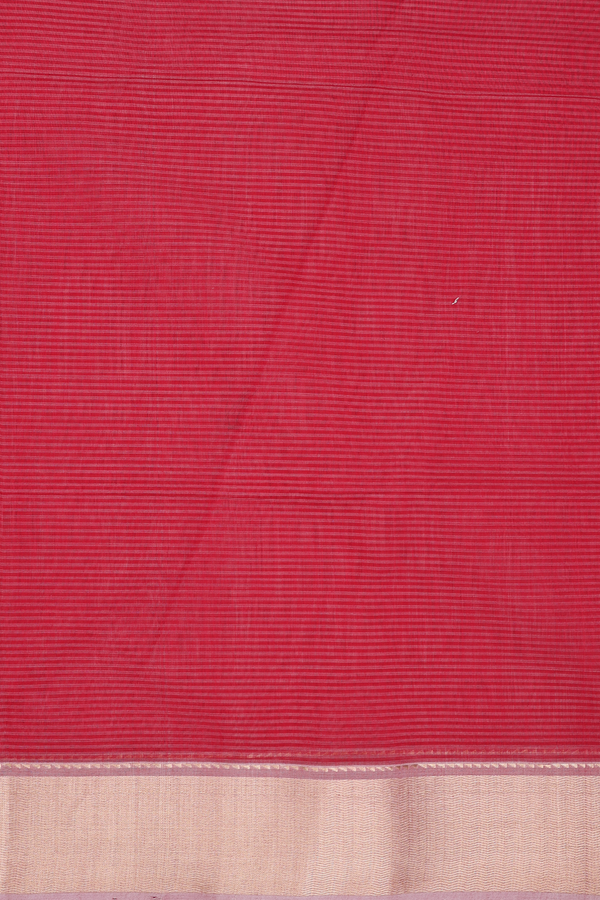 Maheswari Silk Cotton Saree In Pink With Stripes Design