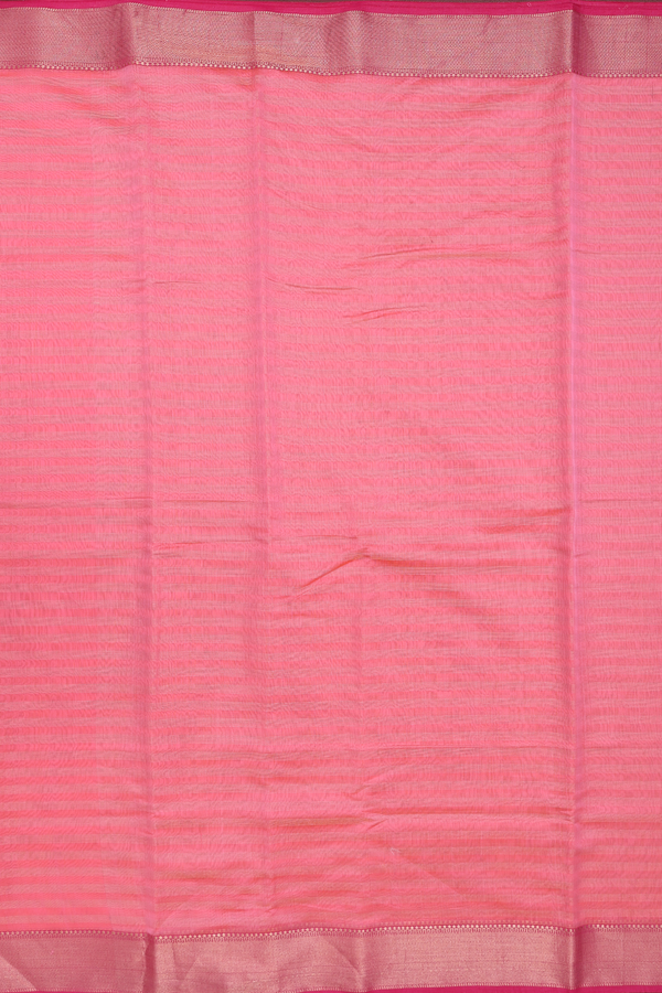 Maheswari Silk Cotton Saree In Pink With Stripes Design