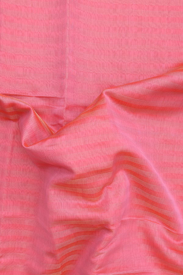Maheswari Silk Cotton Saree In Pink With Stripes Design