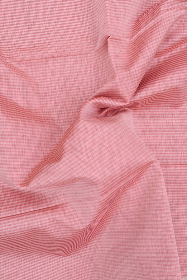 Maheswari Silk Cotton Saree In Pink With Stripes Design