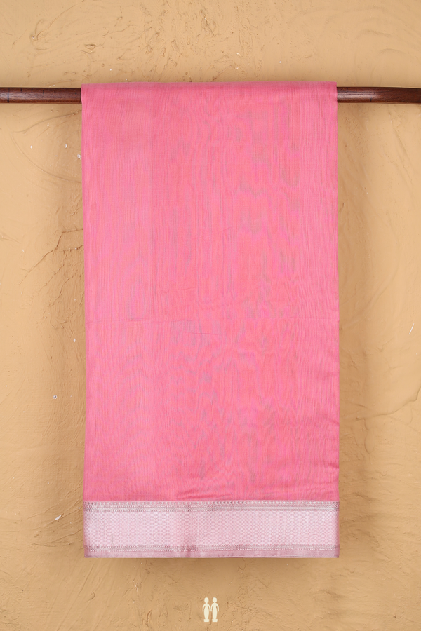Maheswari Silk Cotton Saree In Pink With Threadwork Border