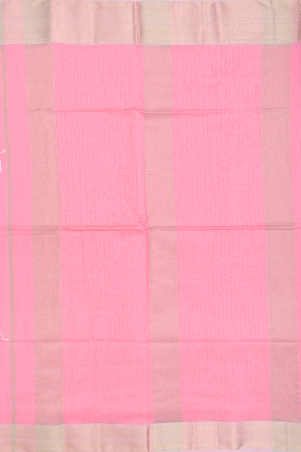 Maheswari Silk Cotton Saree In Pink With Zari Border