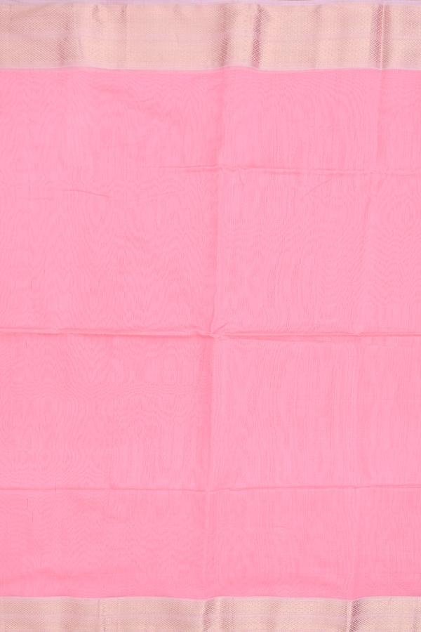 Maheswari Silk Cotton Saree In Pink With Zari Border