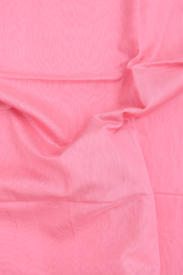 Maheswari Silk Cotton Saree In Pink With Zari Border