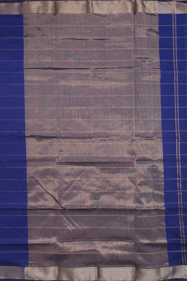 Maheswari Silk Cotton Saree In Prussian Blue With Stripes