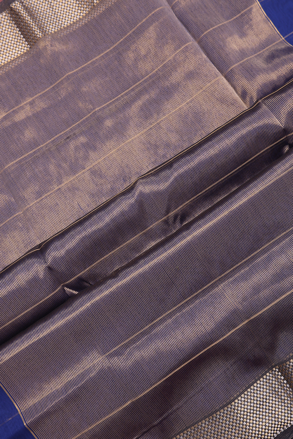 Maheswari Silk Cotton Saree In Prussian Blue With Stripes