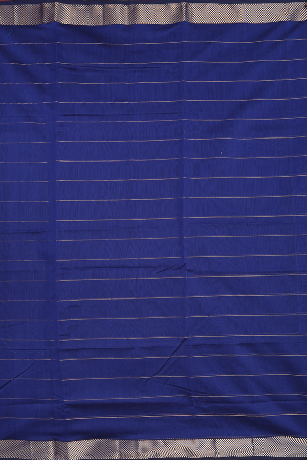 Maheswari Silk Cotton Saree In Prussian Blue With Stripes