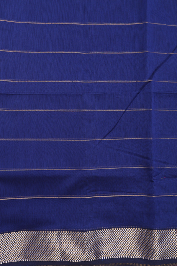 Maheswari Silk Cotton Saree In Prussian Blue With Stripes
