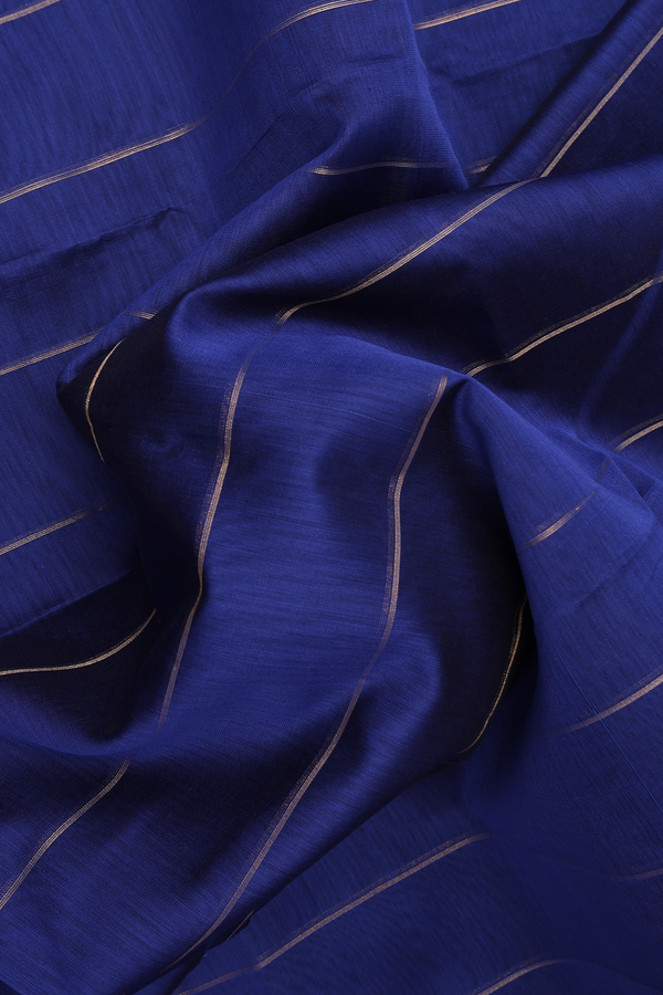 Maheswari Silk Cotton Saree In Prussian Blue With Stripes