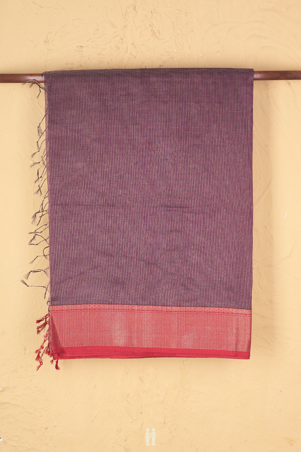 Maheswari Silk Cotton Saree In Purple With Checks Design