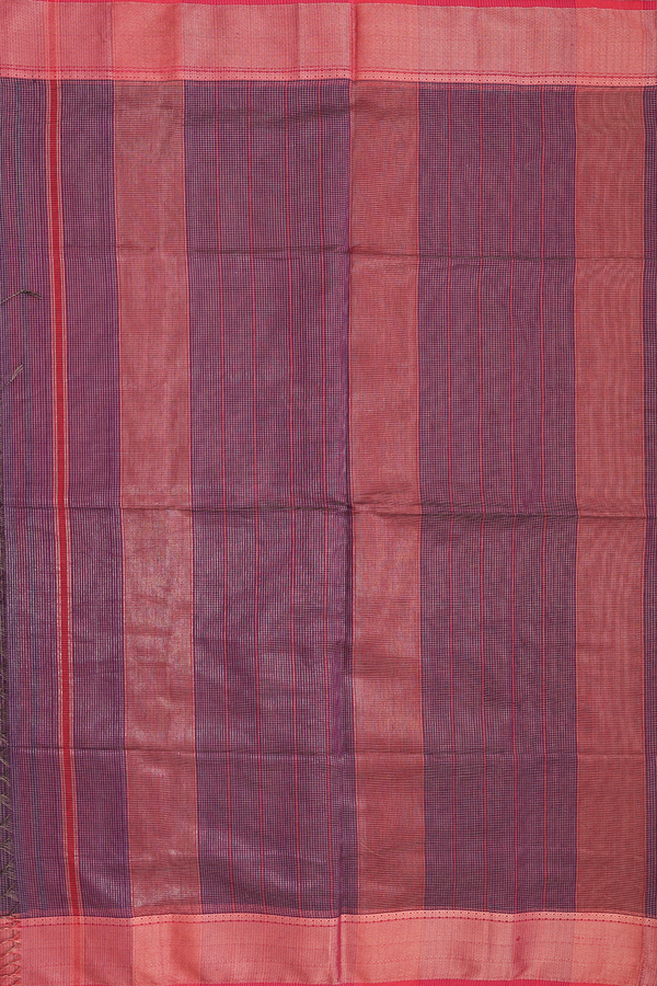 Maheswari Silk Cotton Saree In Purple With Checks Design