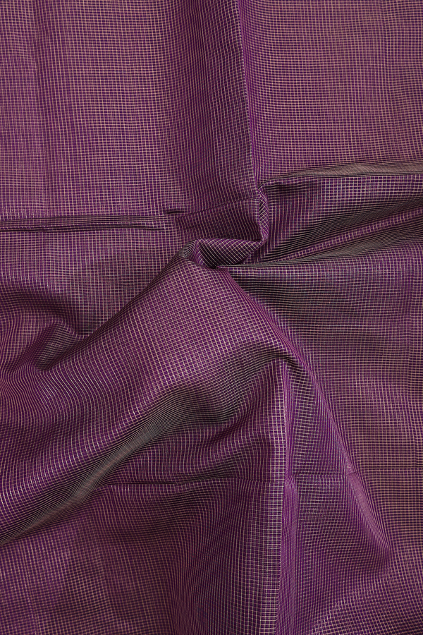 Maheswari Silk Cotton Saree In Purple With Checks Design
