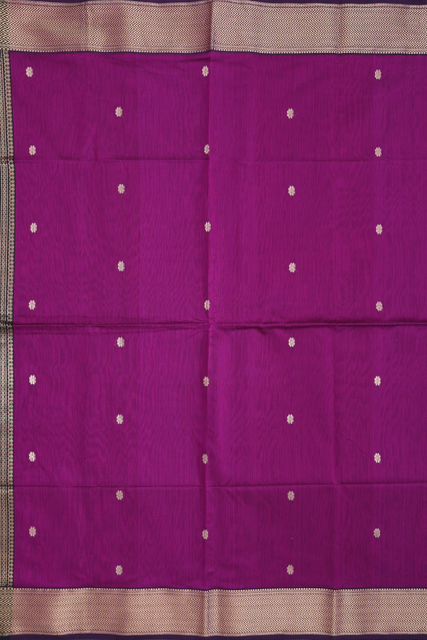Maheswari Silk Cotton Saree In Purple With Floral Buttas