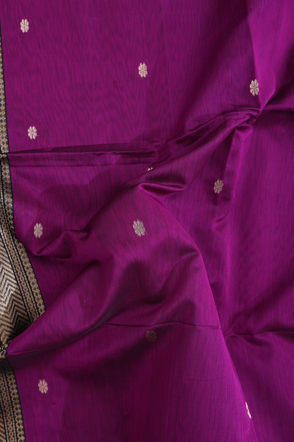 Maheswari Silk Cotton Saree In Purple With Floral Buttas
