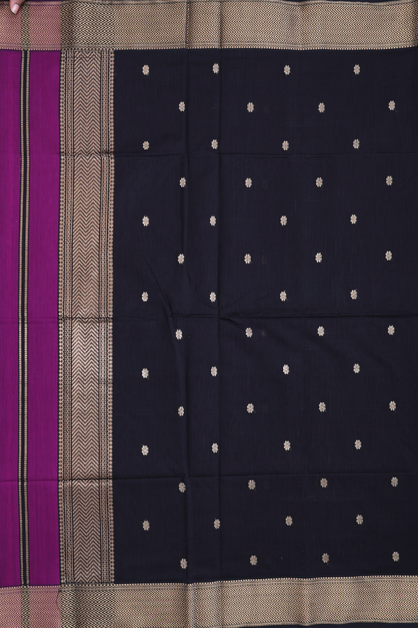 Maheswari Silk Cotton Saree In Purple With Floral Buttas