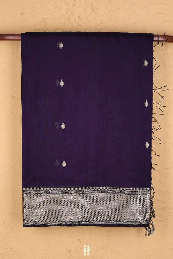 Maheswari Silk Cotton Saree In Purple With Threadwork Buttas