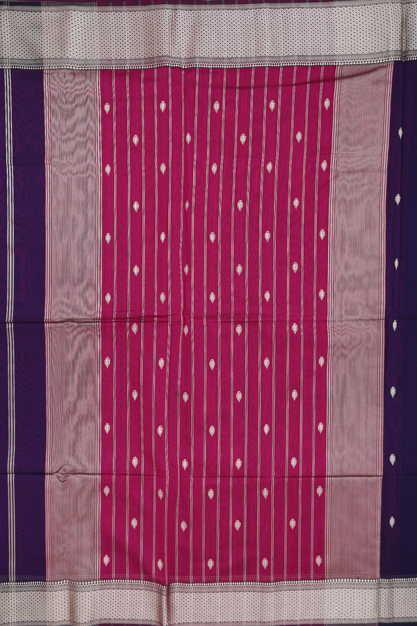 Maheswari Silk Cotton Saree In Purple With Threadwork Buttas