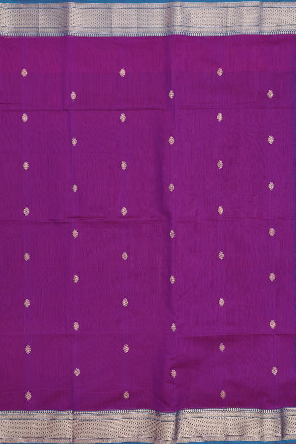 Maheswari Silk Cotton Saree In Purple With Zari Buttas