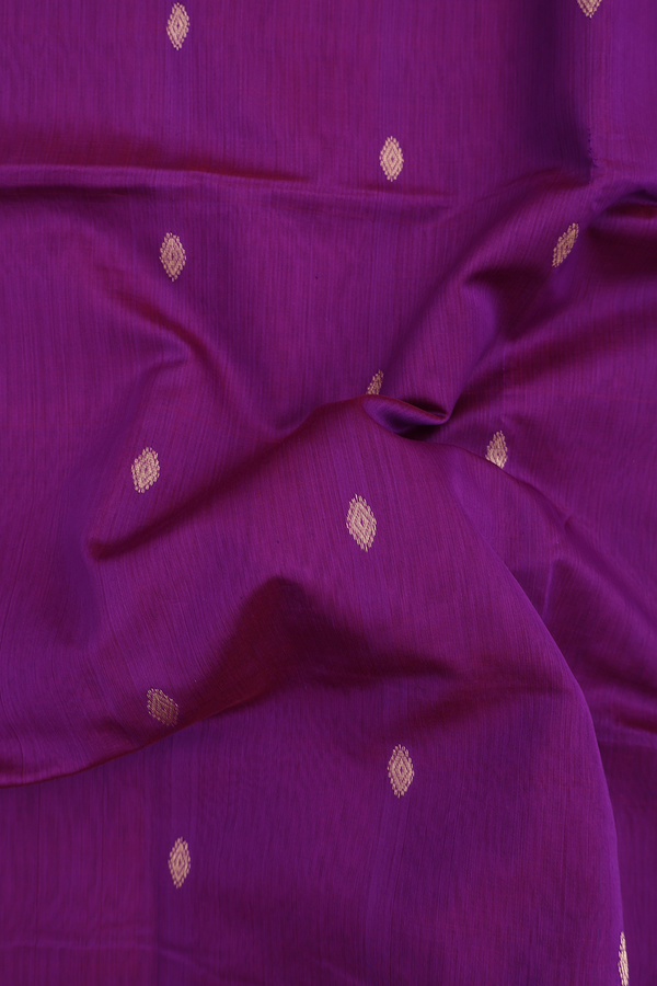 Maheswari Silk Cotton Saree In Purple With Zari Buttas
