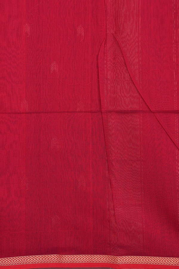 Maheswari Silk Cotton Saree In Red With Zari Buttas