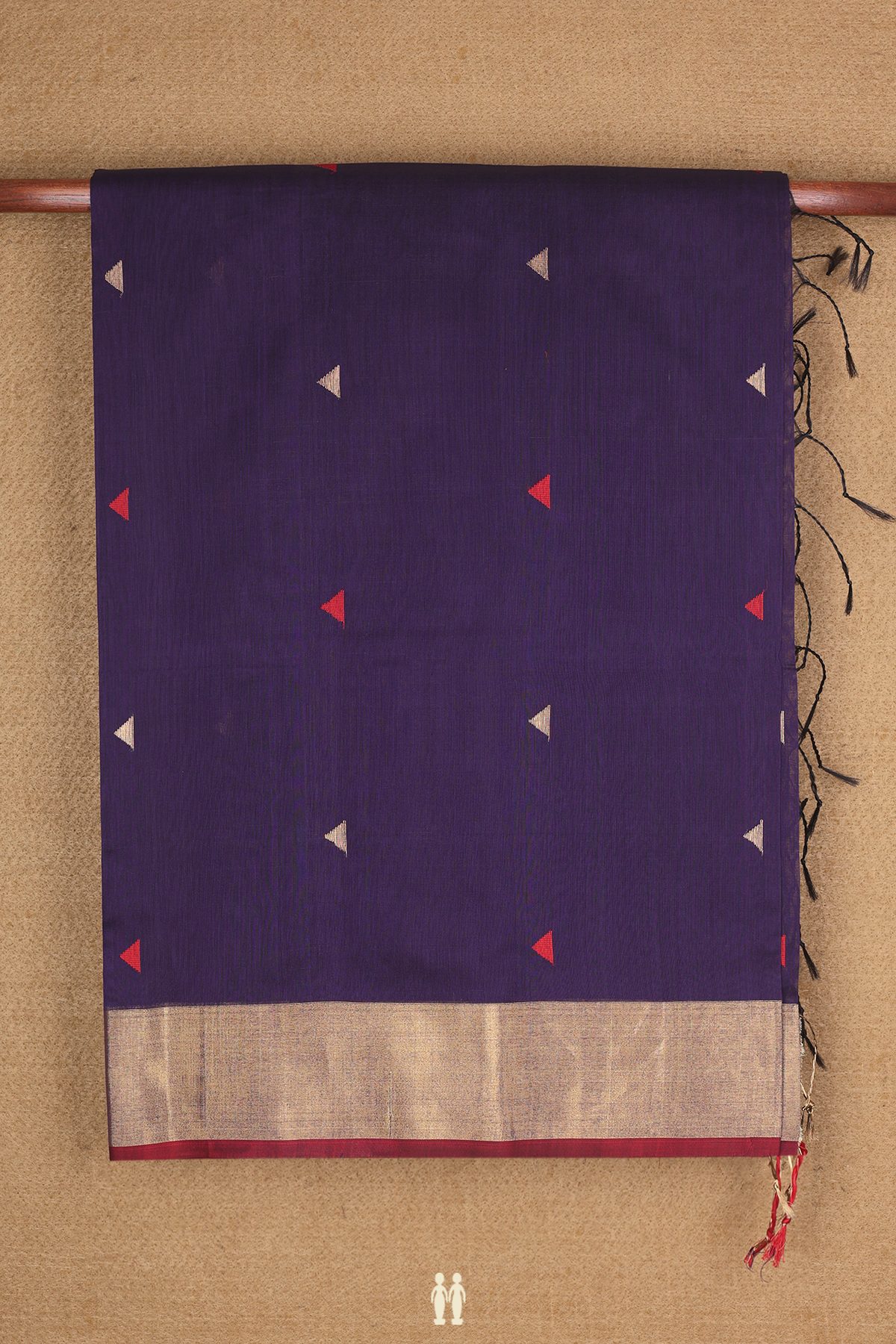 Maheswari Silk Cotton Saree In Regal Purple With Zari Buttis