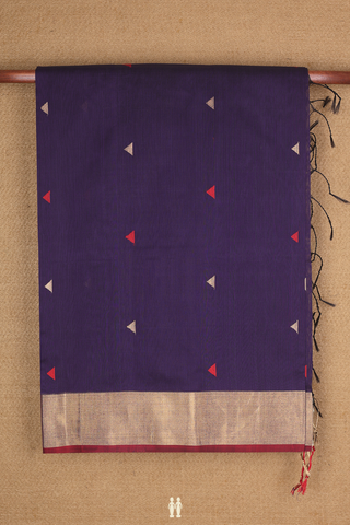 Maheswari Silk Cotton Saree In Regal Purple With Zari Buttis