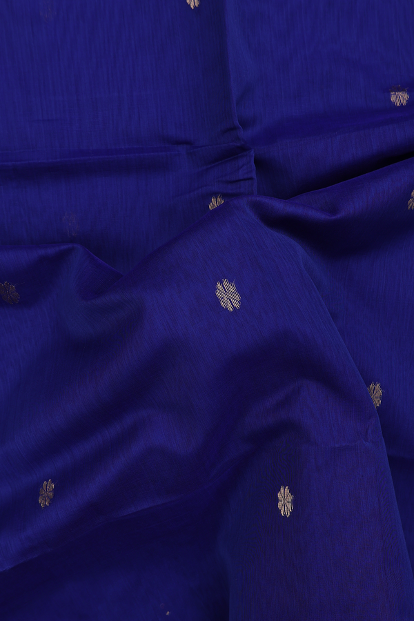 Maheswari Silk Cotton Saree In Royal Blue With Floral Buttas