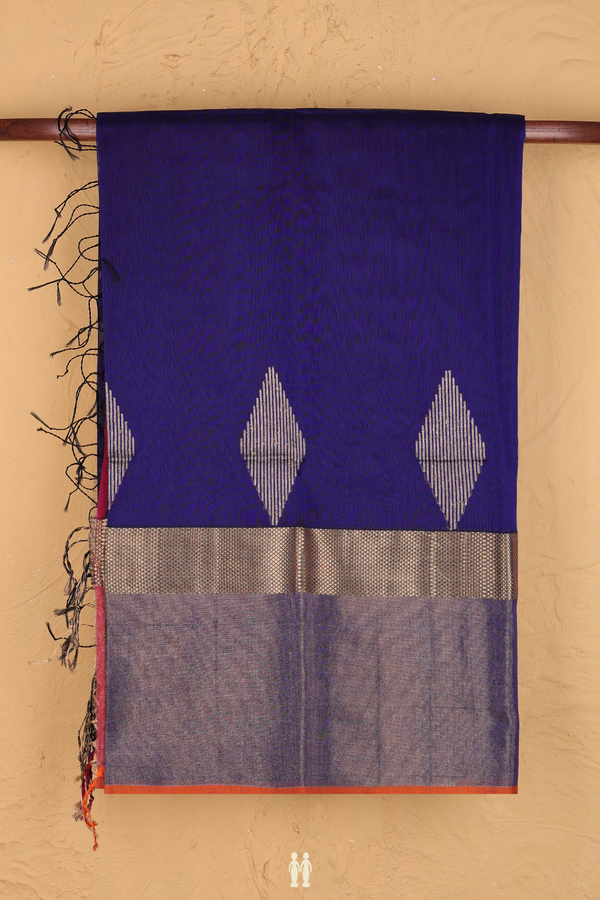 Maheswari Silk Cotton Saree In Royal Blue With Zari Border