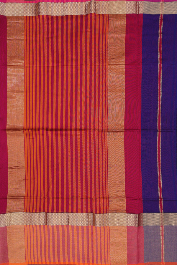 Maheswari Silk Cotton Saree In Royal Blue With Zari Border