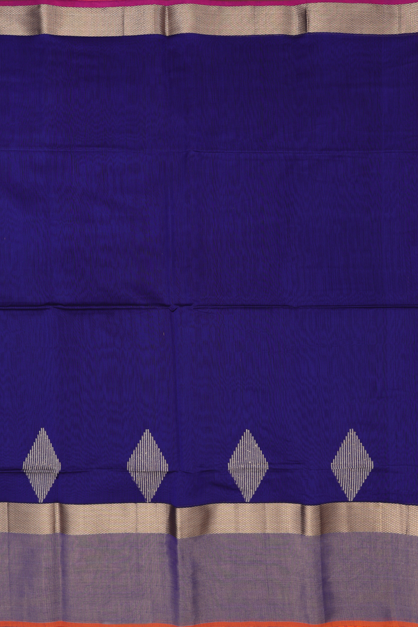 Maheswari Silk Cotton Saree In Royal Blue With Zari Border