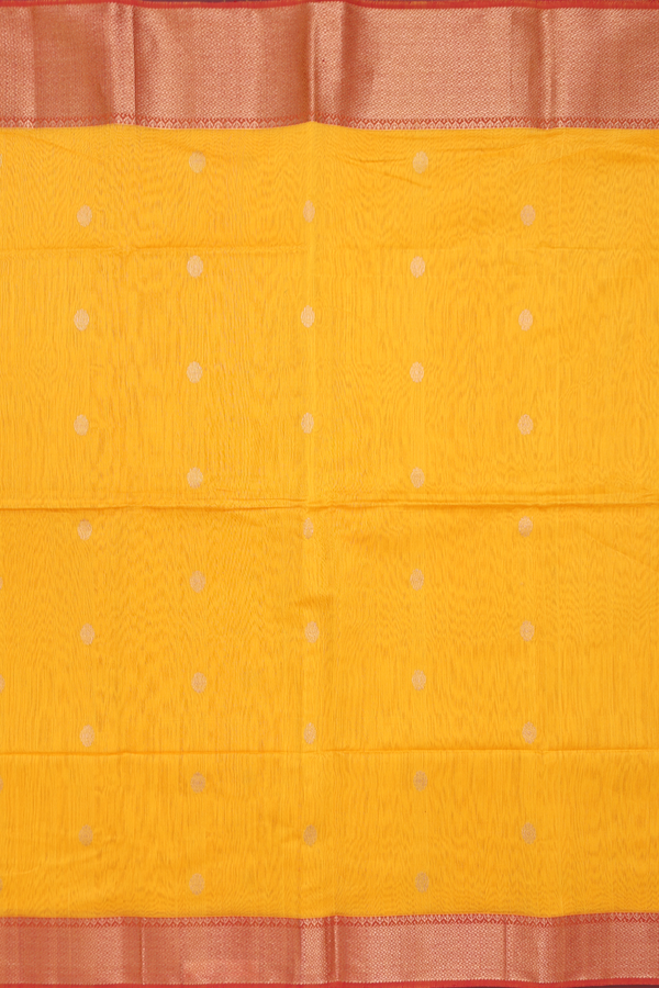 Maheswari Silk Cotton Saree In Royal Orange With Zari Buttas