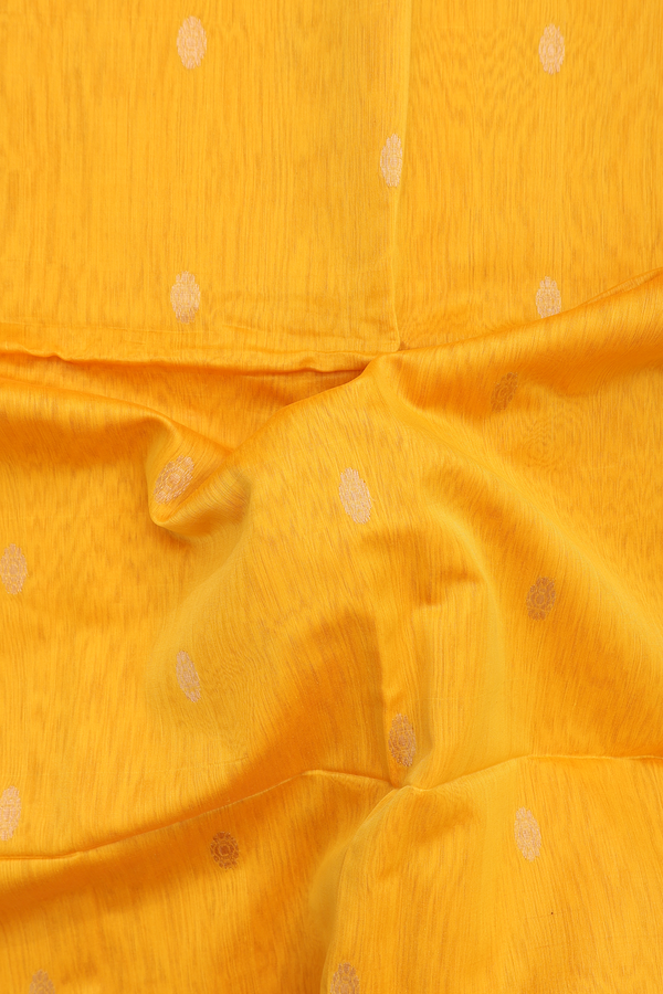 Maheswari Silk Cotton Saree In Royal Orange With Zari Buttas