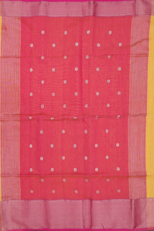 Maheswari Silk Cotton Saree In Royal Yellow With Floral Buttas