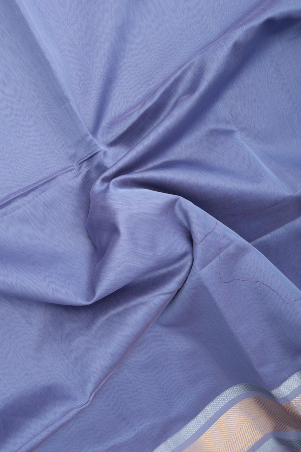 Maheswari Silk Cotton Saree In Space Blue With Zari Border
