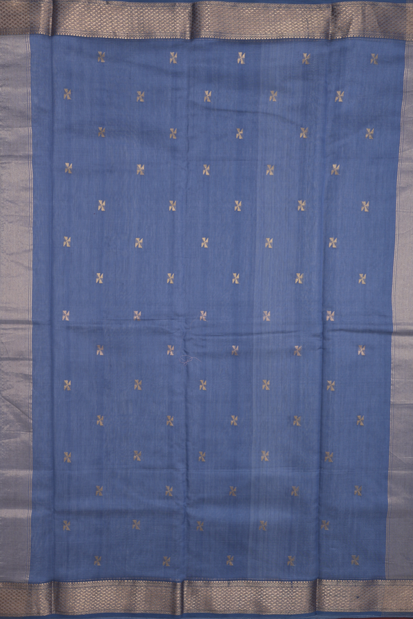 Maheswari Silk Cotton Saree In Light Grey With Threadwork Buttas