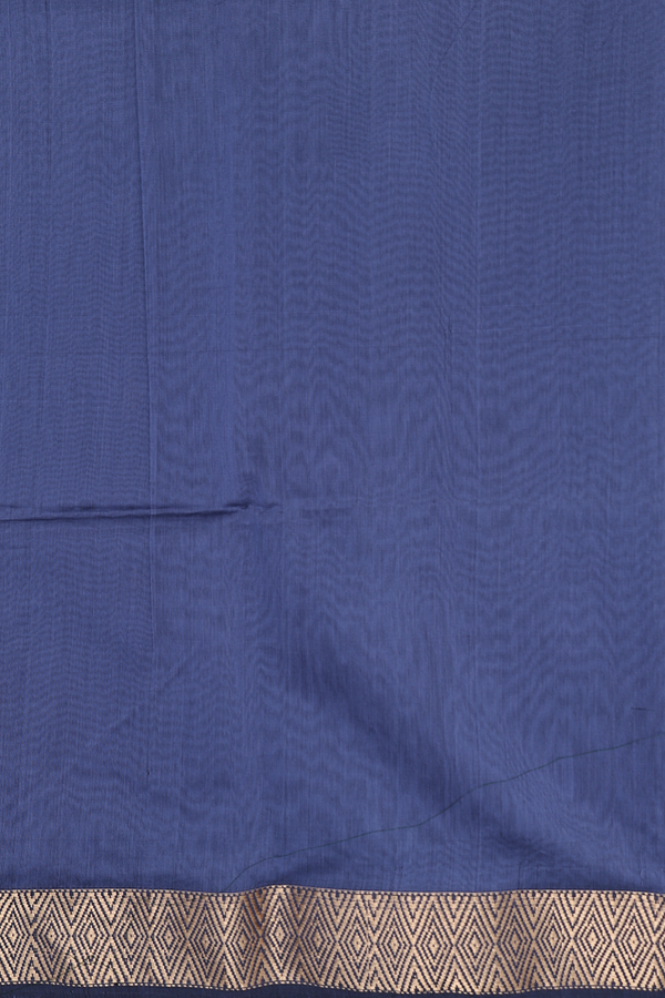 Maheswari Silk Cotton Saree In Space Blue With Zari Buttas
