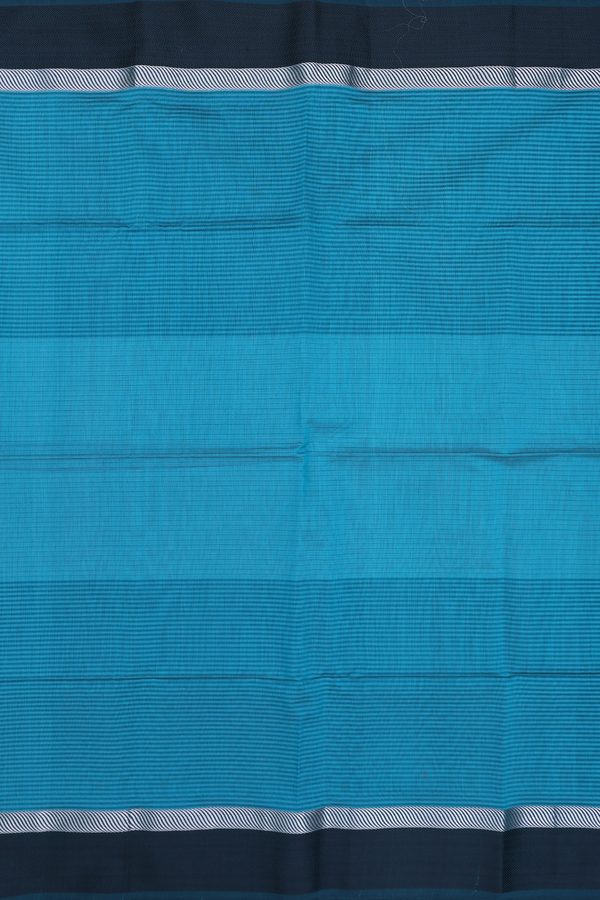 Maheswari Silk Cotton Saree In Teal Blue With Stripes Design