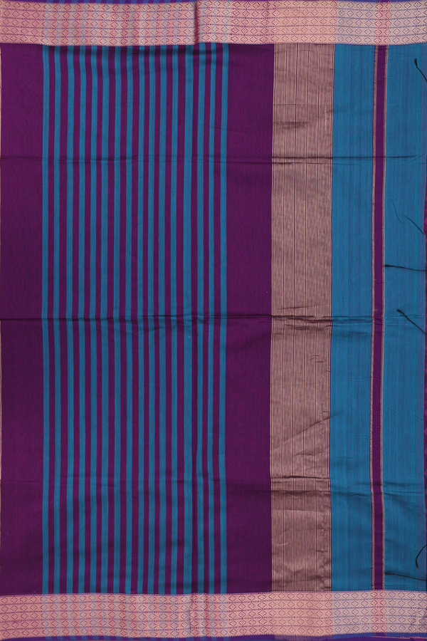 Maheswari Silk Cotton Saree In Teal Blue With Zari Border
