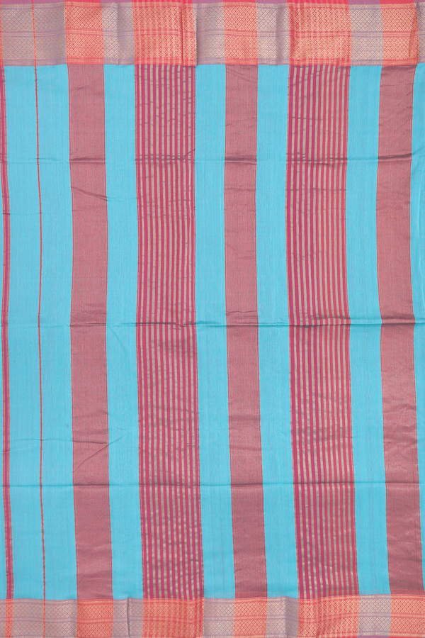 Maheswari Silk Cotton Saree In Tiffany Blue With Zari Border