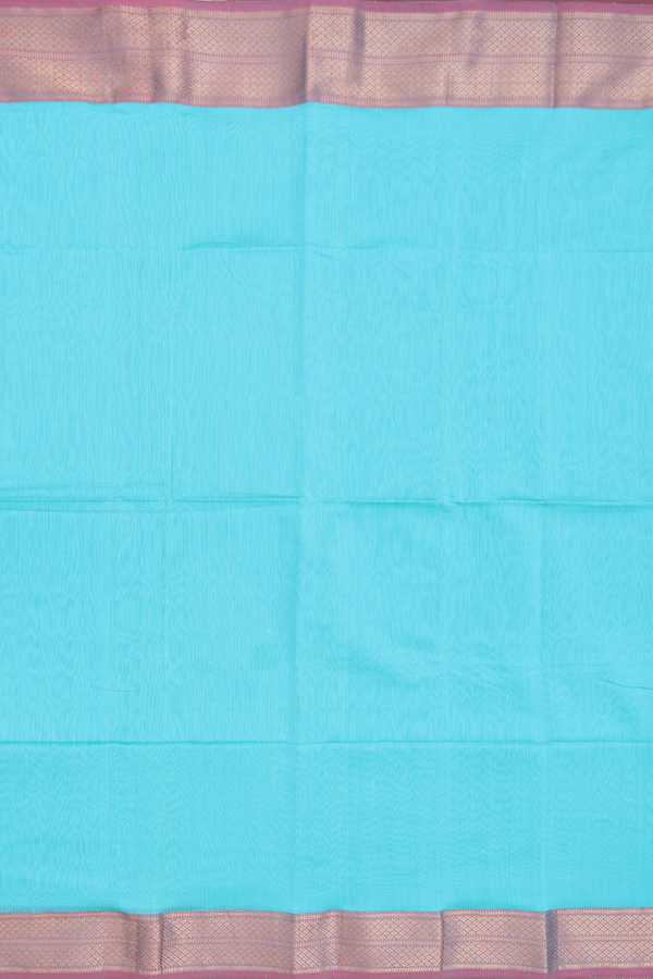 Maheswari Silk Cotton Saree In Tiffany Blue With Zari Border