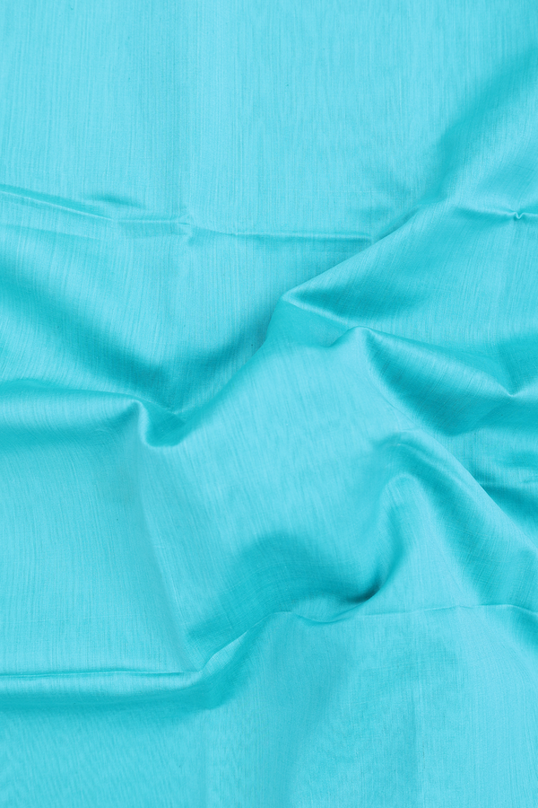 Maheswari Silk Cotton Saree In Tiffany Blue With Zari Border