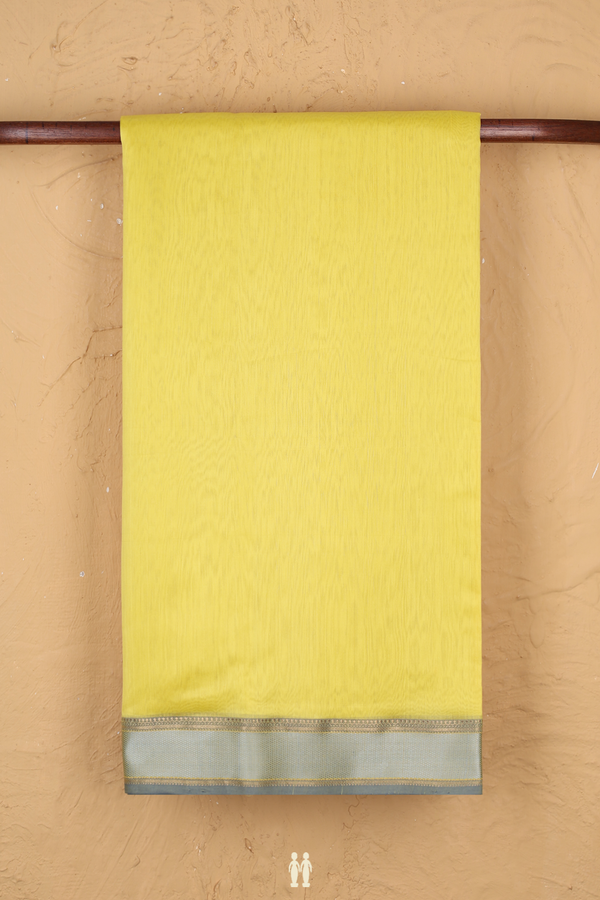 Maheswari Silk Cotton Saree In Yellow With Contrast Border