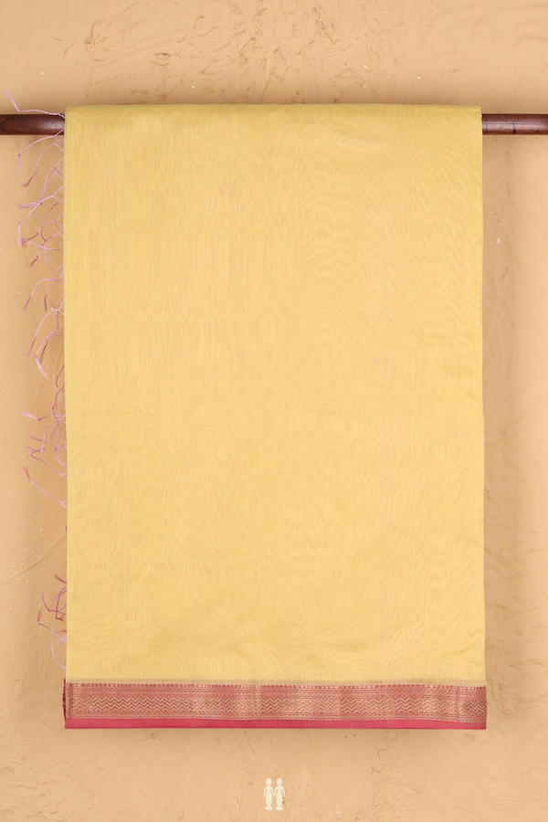 Maheswari Silk Cotton Saree In Yellow With Contrast Border